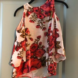 Mesh open shoulder top